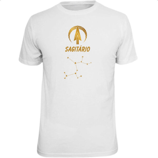 Camiseta Unissex Signo Sagitario Constelacao Dourada