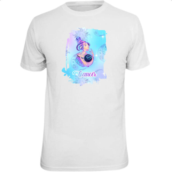 Camiseta Unissex Cancer fundo zodiacal