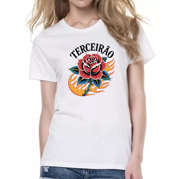 Camiseta Baby Look Terceirao Rosa Flamejante - Imagem 2