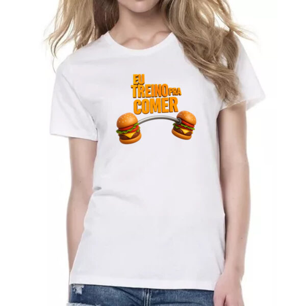 Camiseta Baby Look Eu treino pra comer - Imagem 2