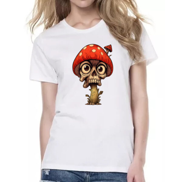 Camiseta Baby Look Cogumelo Skull - Imagem 2