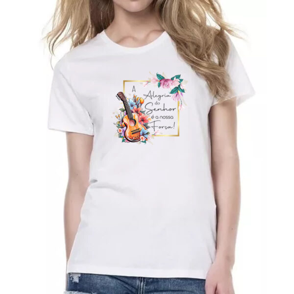 Camiseta Baby Look Gospel Alegria nossa forca - Imagem 2