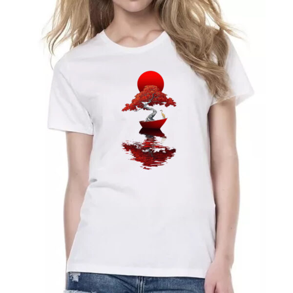 Camiseta Baby Look Bonsai Barco Japan Arte - Imagem 2