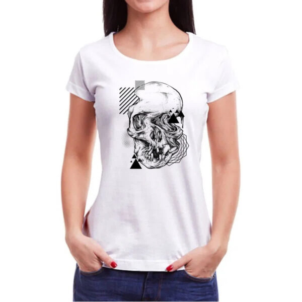 Camiseta Baby Look Geometric Skull Caveira - Imagem 3