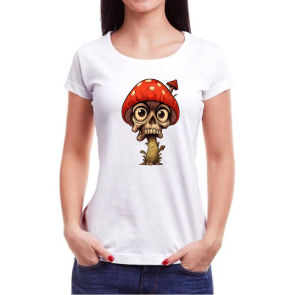 Camiseta Baby Look Cogumelo Skull - Imagem 3