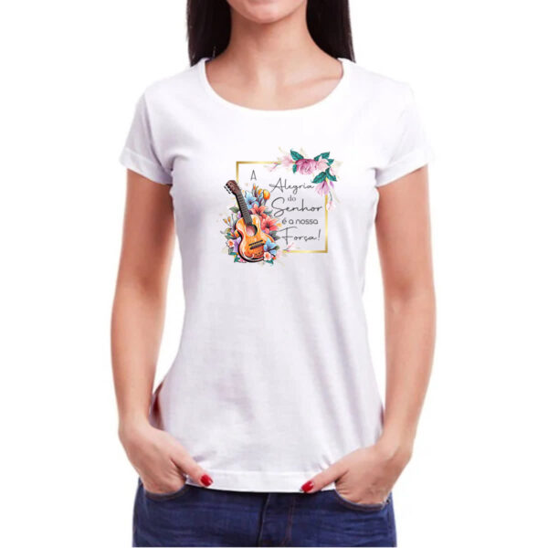 Camiseta Baby Look Gospel Alegria nossa forca - Imagem 3