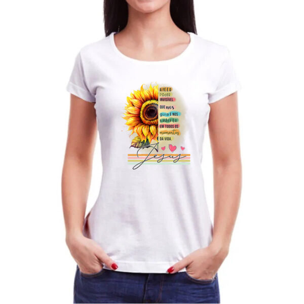 Camiseta Baby Look Gospel Girassol a Fe - Imagem 3