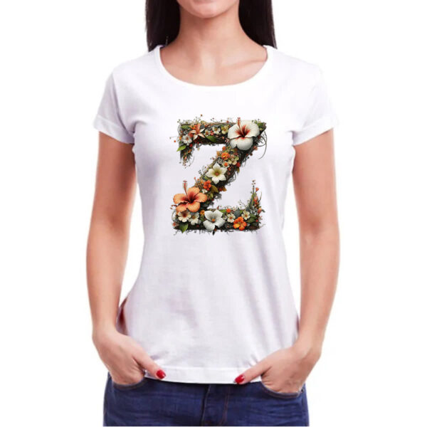 Camiseta Baby Look Alfabeto Floral Letra Z - Imagem 3