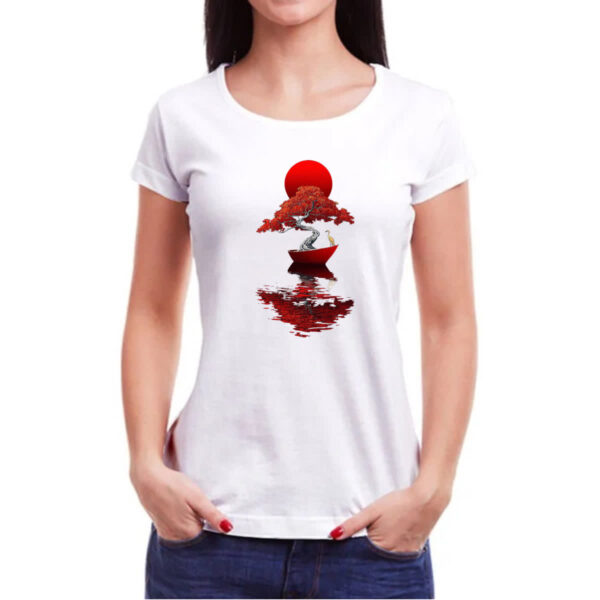 Camiseta Baby Look Bonsai Barco Japan Arte - Imagem 3