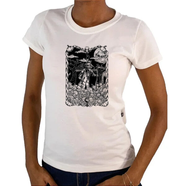 Camiseta Baby Look O Espantalho Black White Arte - Imagem 4