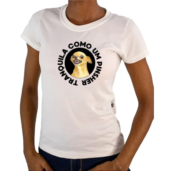 Camiseta Baby Look Tranquila como um pinsher - Imagem 4