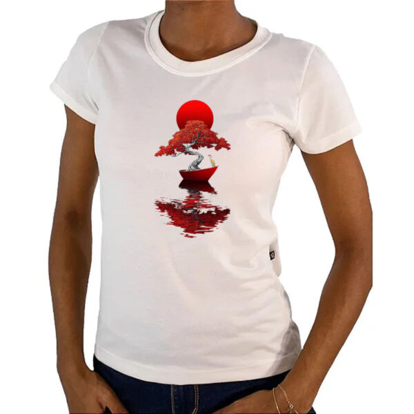 Camiseta Baby Look Bonsai Barco Japan Arte - Imagem 4