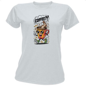Camiseta Baby Look Cafe andando e perguntando