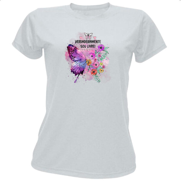 Camiseta Baby Look Gospel Verdadeiramente livre
