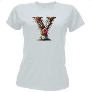 Camiseta Baby Look Alfabeto Floral Letra Y