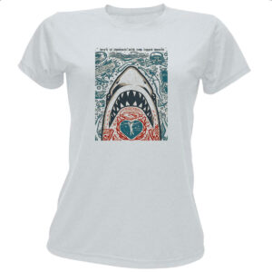 Camiseta Baby Look Nostalgia Tubarao Poster Arte