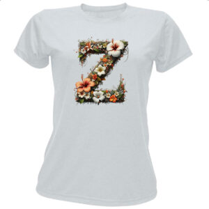 Camiseta Baby Look Alfabeto Floral Letra Z