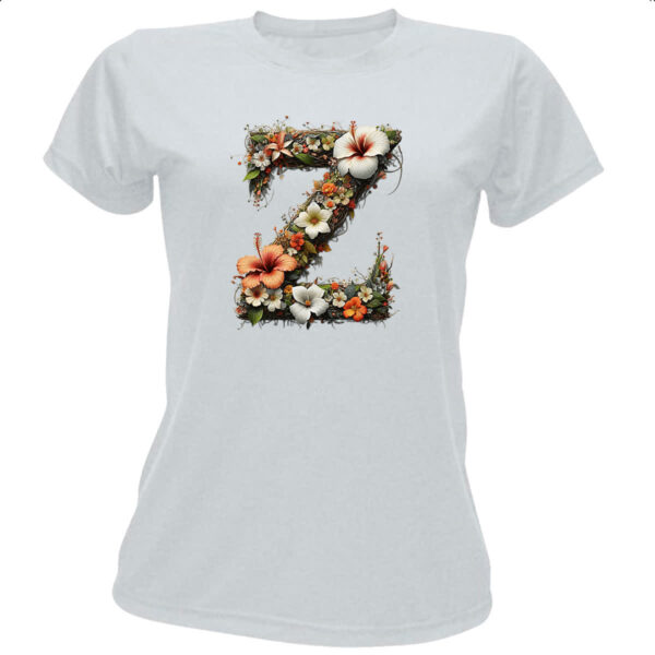 Camiseta Baby Look Alfabeto Floral Letra Z