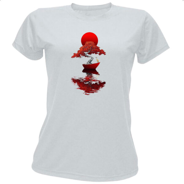 Camiseta Baby Look Bonsai Barco Japan Arte