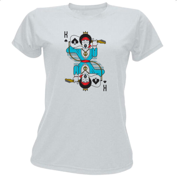 Camiseta Baby Look Baralho Rei Jimi Hendrix