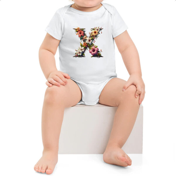 Body infantil Alfabeto Floral Letra X - Imagem 2