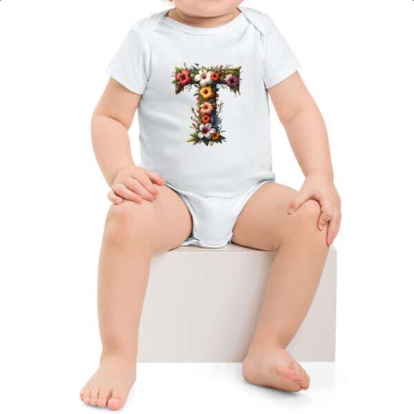 Body infantil Alfabeto Floral Letra T - Imagem 2