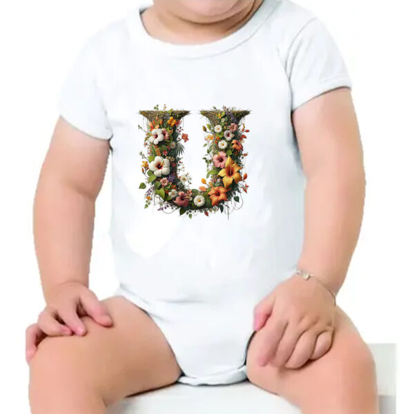 Body infantil Alfabeto Floral Letra U - Imagem 4