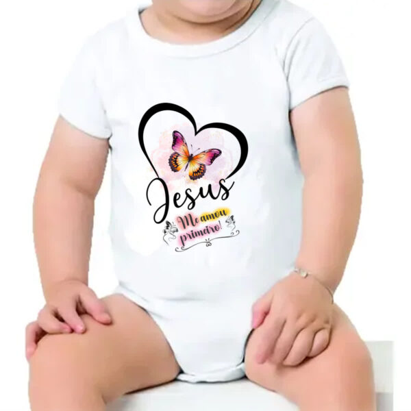 Body infantil Gospel Jesus me amou primeiro - Imagem 4