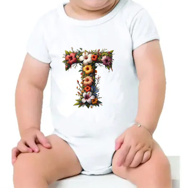 Body infantil Alfabeto Floral Letra T - Imagem 4