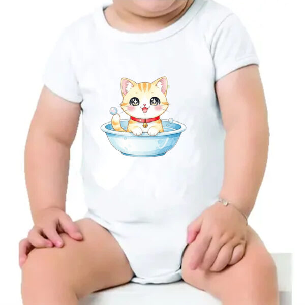 Body infantil Gato Fofo Cute na Tigela - Imagem 4