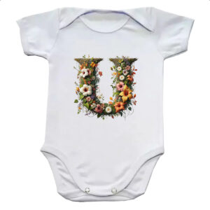 Body infantil Alfabeto Floral Letra U