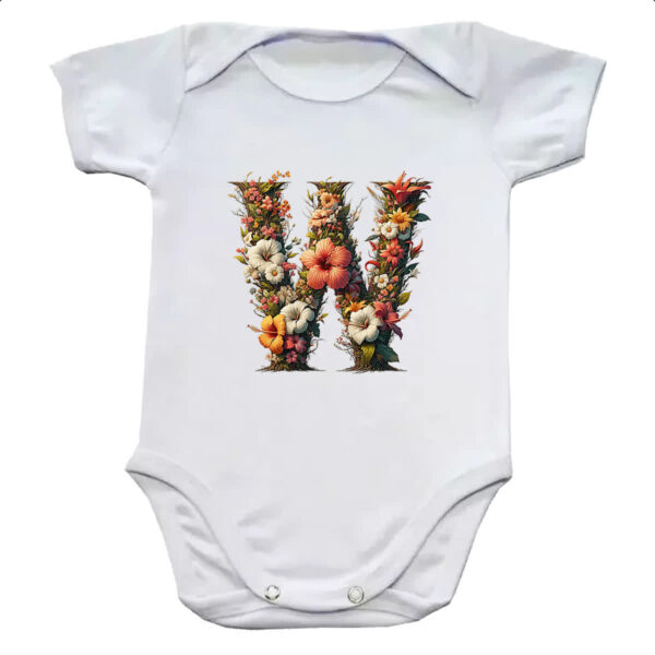Body infantil Alfabeto Floral Letra W