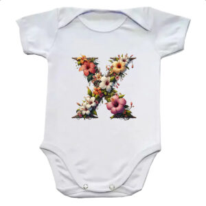 Body infantil Alfabeto Floral Letra X