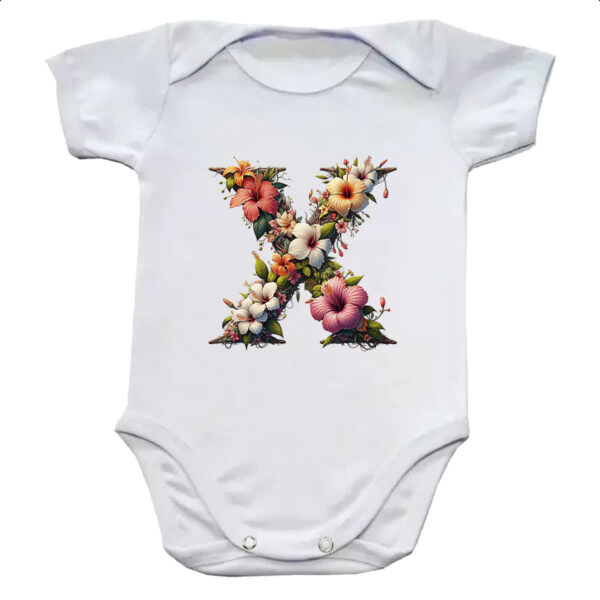 Body infantil Alfabeto Floral Letra X