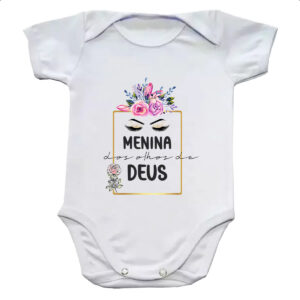 Body infantil Gospel Menina olhos Deus