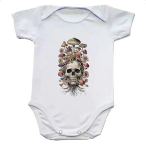 Body infantil Caveira e cogumelos