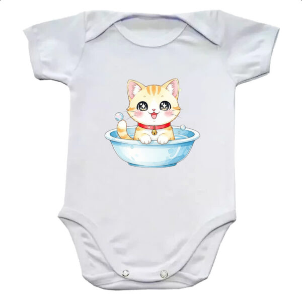Body infantil Gato Fofo Cute na Tigela
