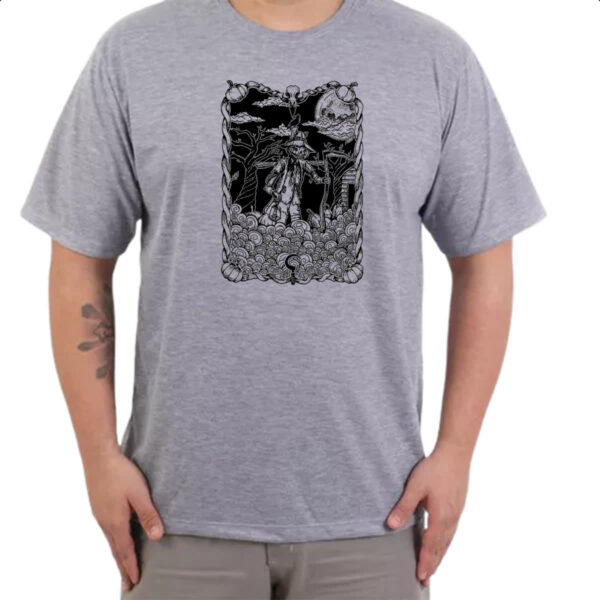 Camiseta Cinza O Espantalho Black White Arte - Imagem 3