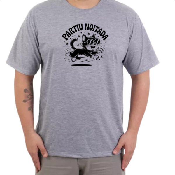 Camiseta Cinza Partiu Noitada Gato - Imagem 3