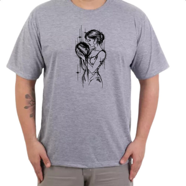 Camiseta Cinza Mae natureza linear arte - Imagem 3