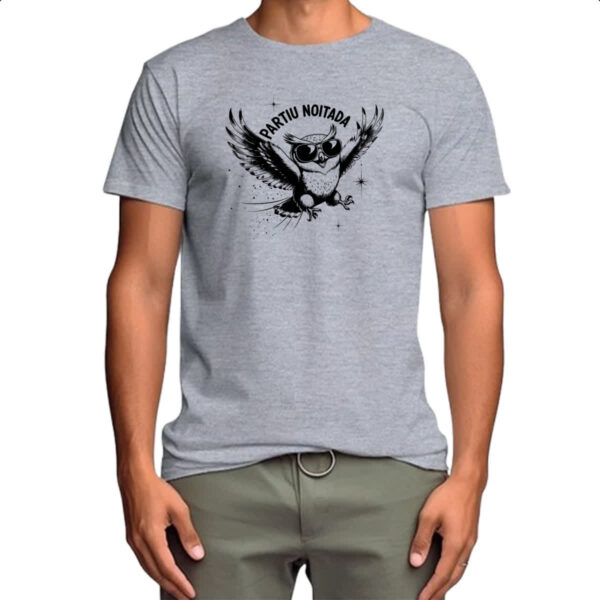 Camiseta Cinza Partiu Noitada Coruja - Imagem 4