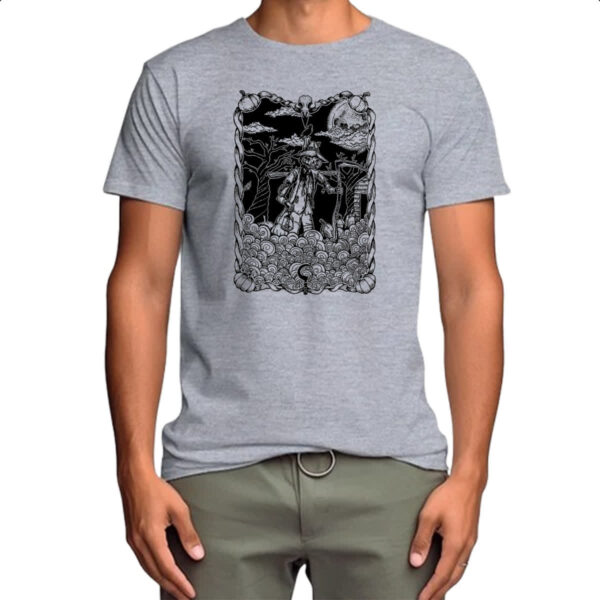 Camiseta Cinza O Espantalho Black White Arte - Imagem 4