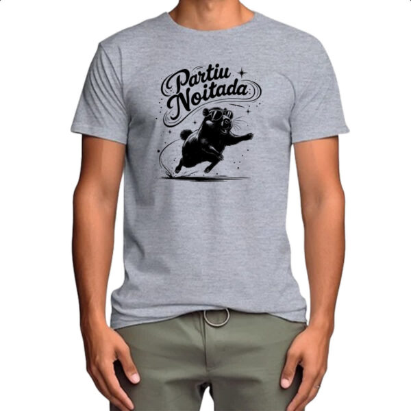 Camiseta Cinza Partiu Noitada Capivara - Imagem 4
