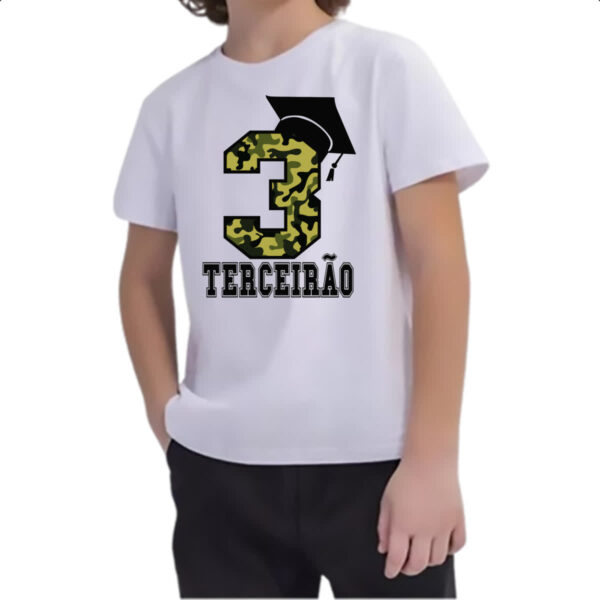 Camiseta Infanto Juvenil Terceirao Camuflagem 3 com capelo - Imagem 2