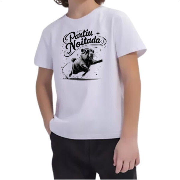 Camiseta Infanto Juvenil Partiu Noitada Capivara - Imagem 2