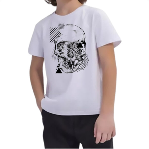 Camiseta Infanto Juvenil Geometric Skull Caveira - Imagem 2
