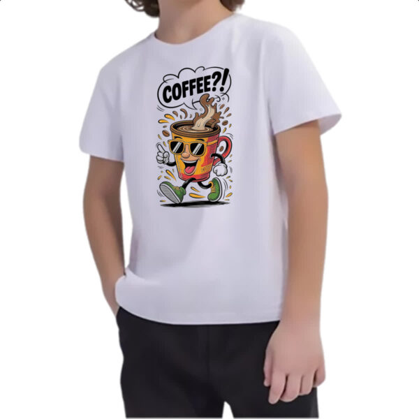 Camiseta Infanto Juvenil Cafe andando e perguntando - Imagem 2