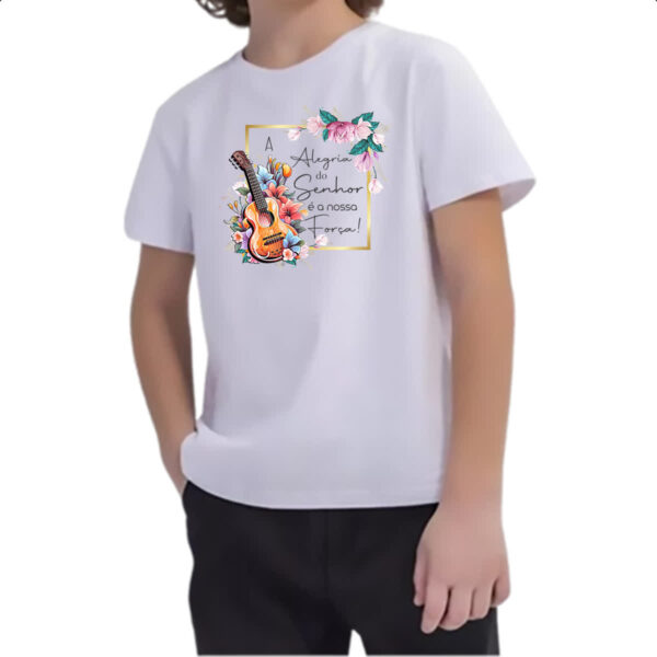 Camiseta Infanto Juvenil Gospel Alegria nossa forca - Imagem 2
