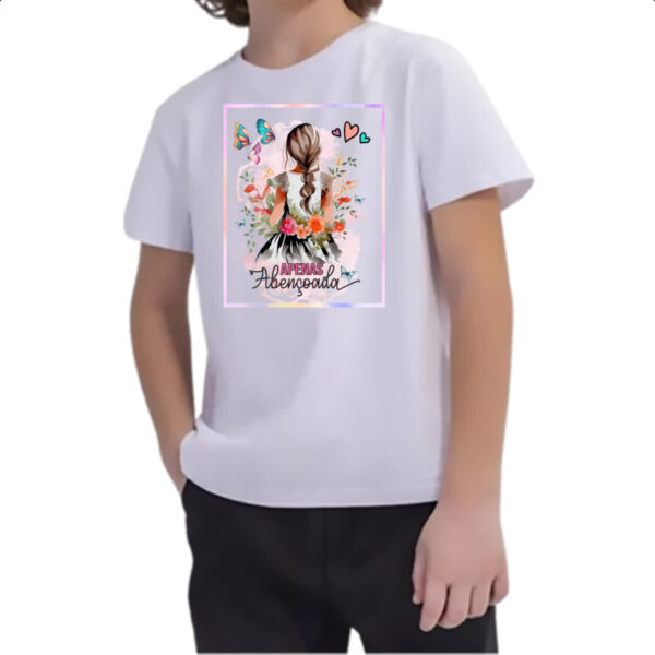 Camiseta Infanto Juvenil Gospel Apenas abencoada - Imagem 2