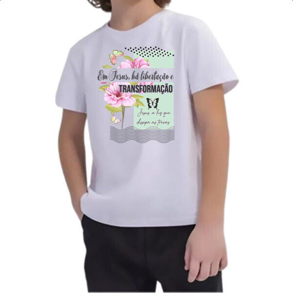 Camiseta Infanto Juvenil Gospel Jesus transformacao - Imagem 2